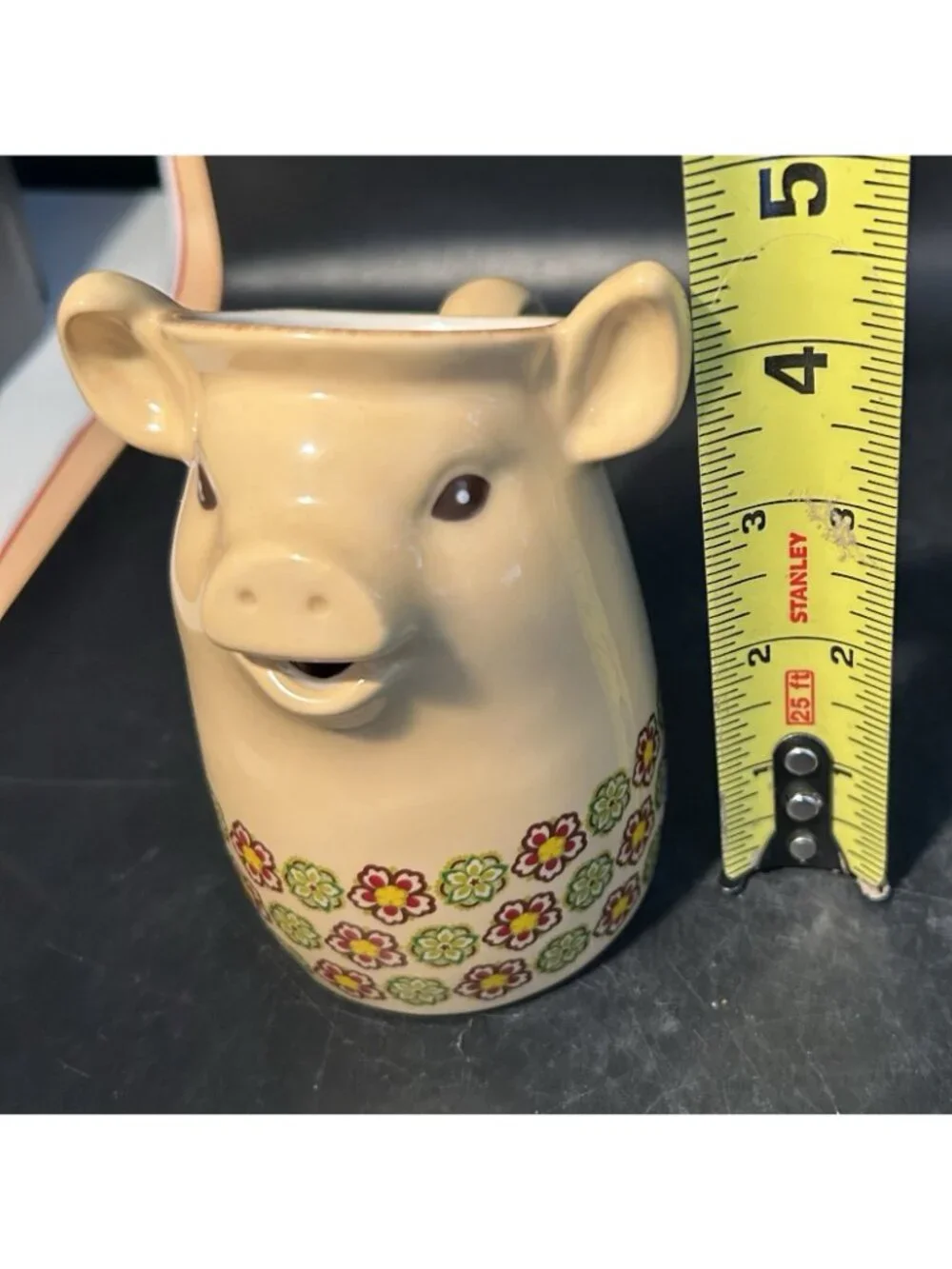 NWT Grasslands Road Miniature Stylized Pig Pitcher/Creamer Flowers Design 8 oz